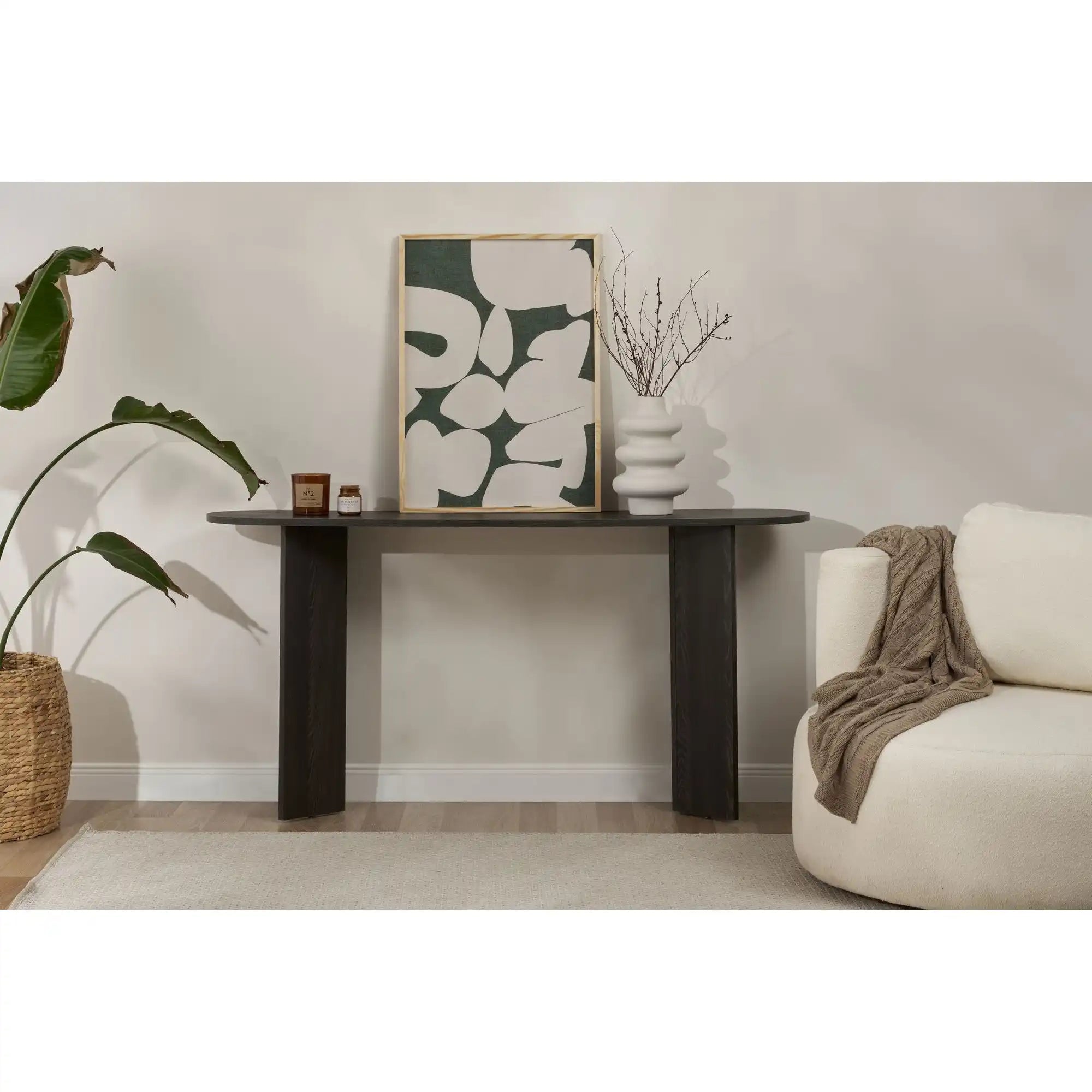 Consola SIRA, negru, PAL, 150x35x75 cm