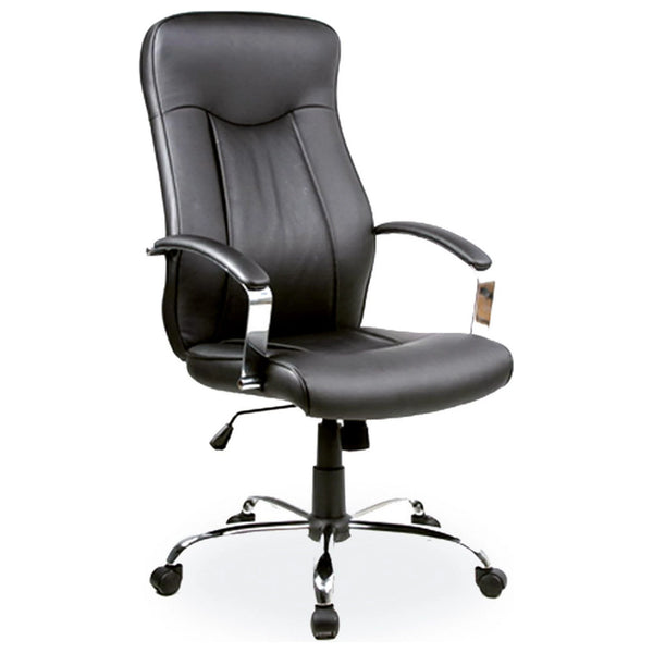 Scaun de birou Q-052, negru/crom, piele ecologica/metal, 66x48x115/126 cm