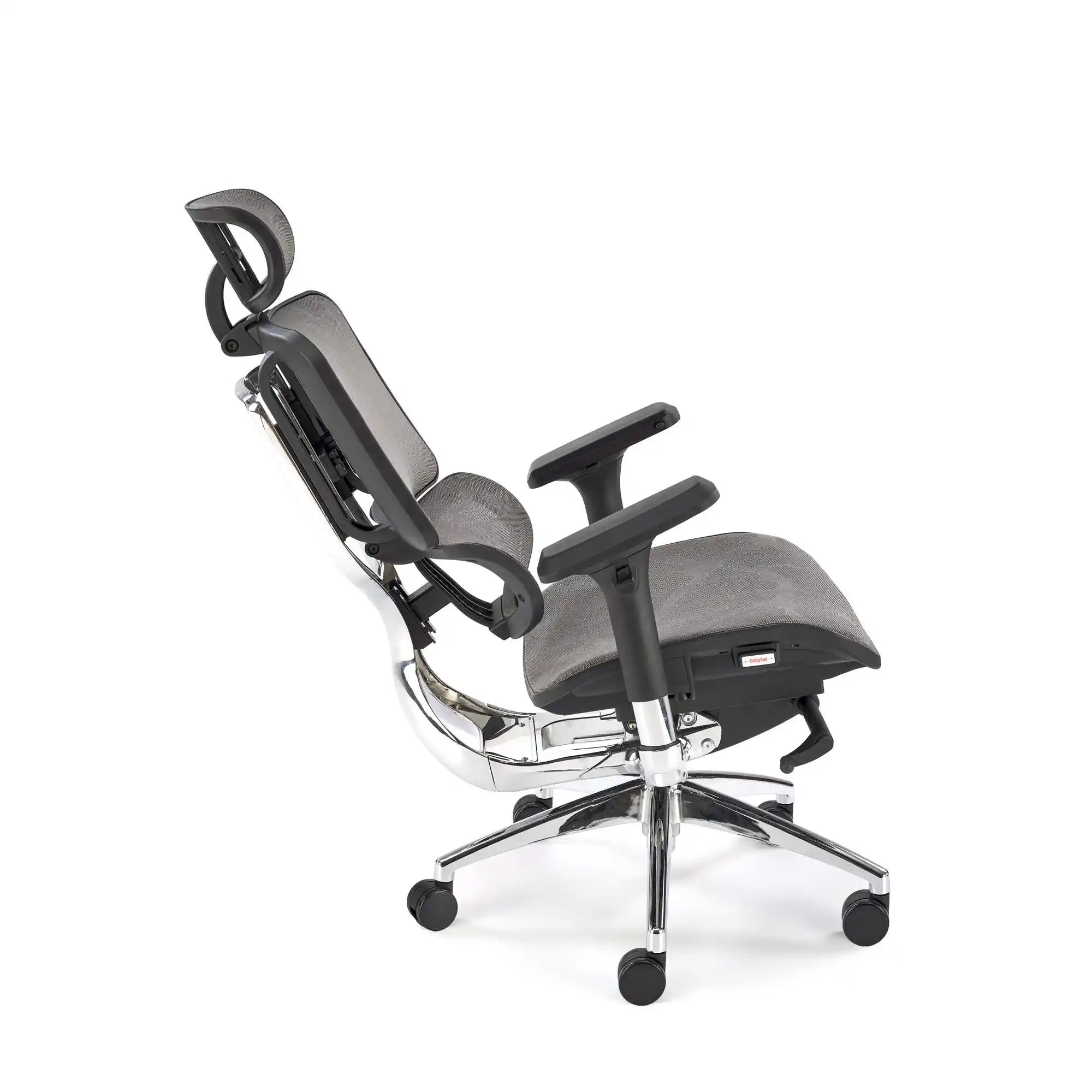 Scaun birou ETHAN, gri, plasa/metal, 72x70x130/139 cm