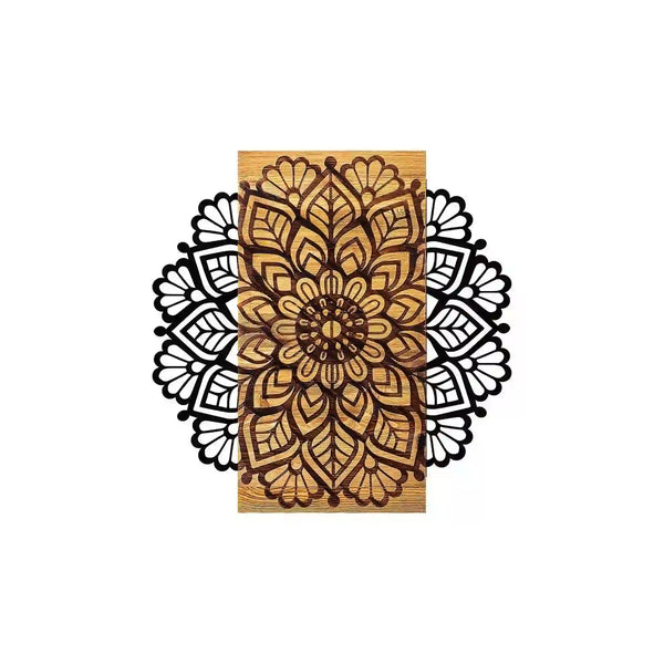 Decoratiune gradina MSIALA 2, stejar/negru, lemn/metal, 58x58 cm