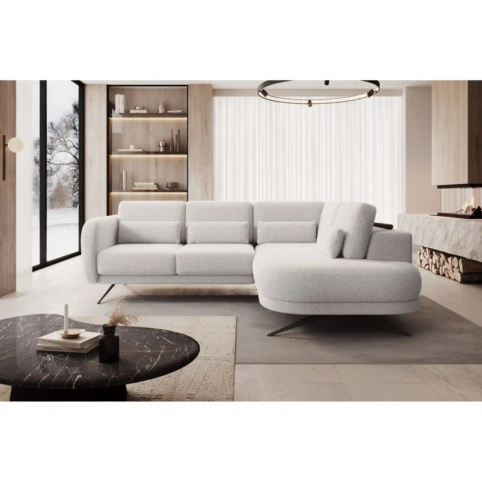 Coltar ILUSIO L, personalizabil materiale Gama Premium, cu tetiere reglabile si reglaj electric, 248x205x104 cm
