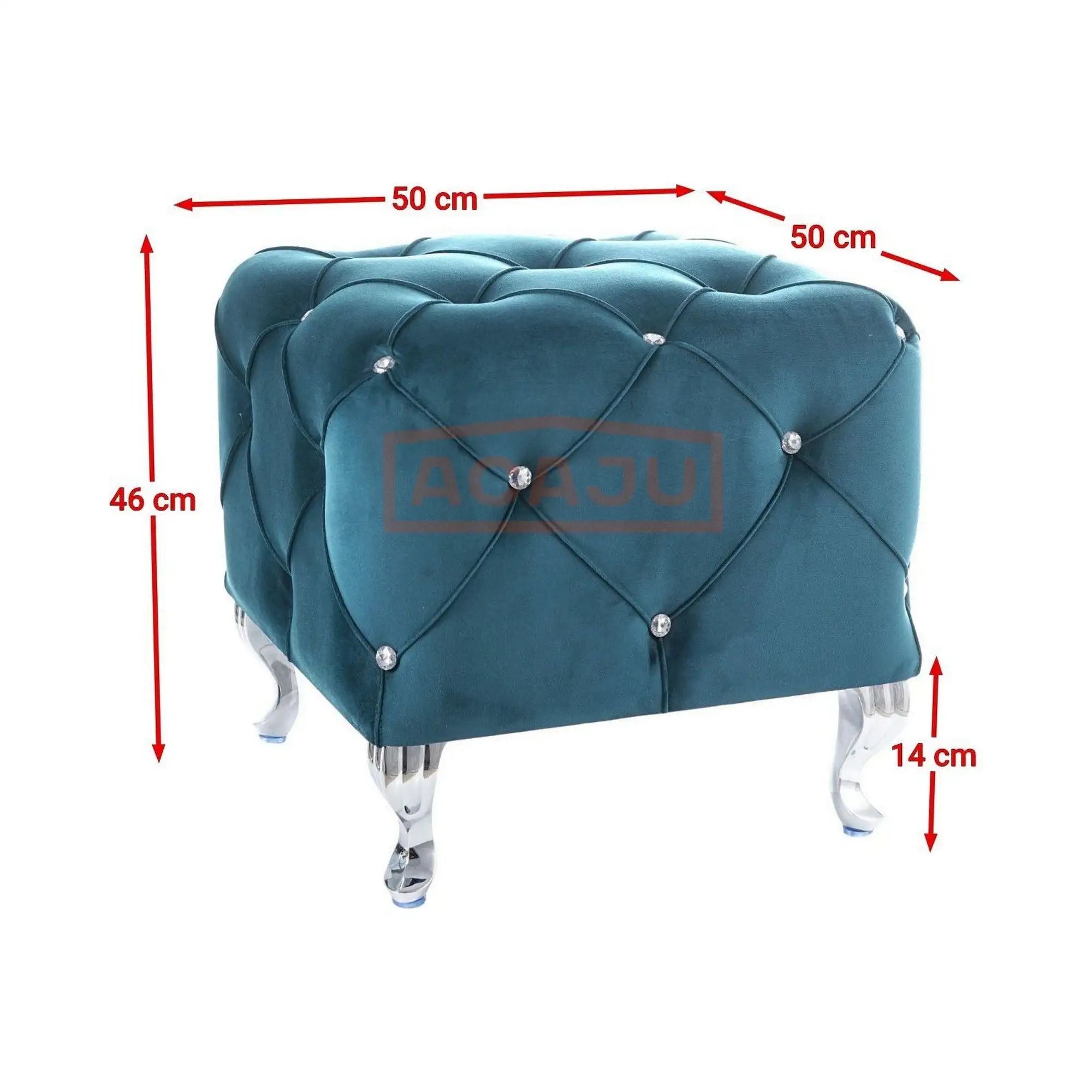 Taburet HESTIA K, stofa catifelata verde - Bluvel 78, 50x50x46 cm