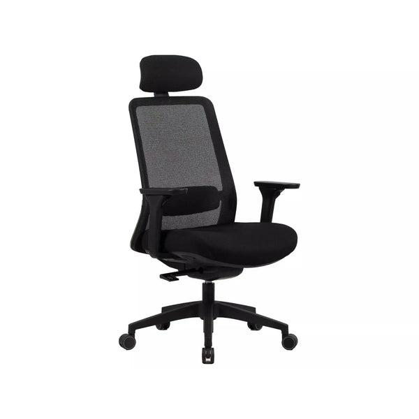 Scaun de birou Q-718 H, negru, stofa clasica/plasa, 62x50x117/127 cm