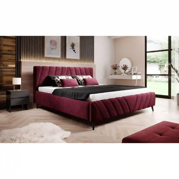 Pat CALYPSO SR 160x200, stofa catifelata gri - Palladium 15, Gama Premium, cu somiera si sistem de reglare a inaltimii