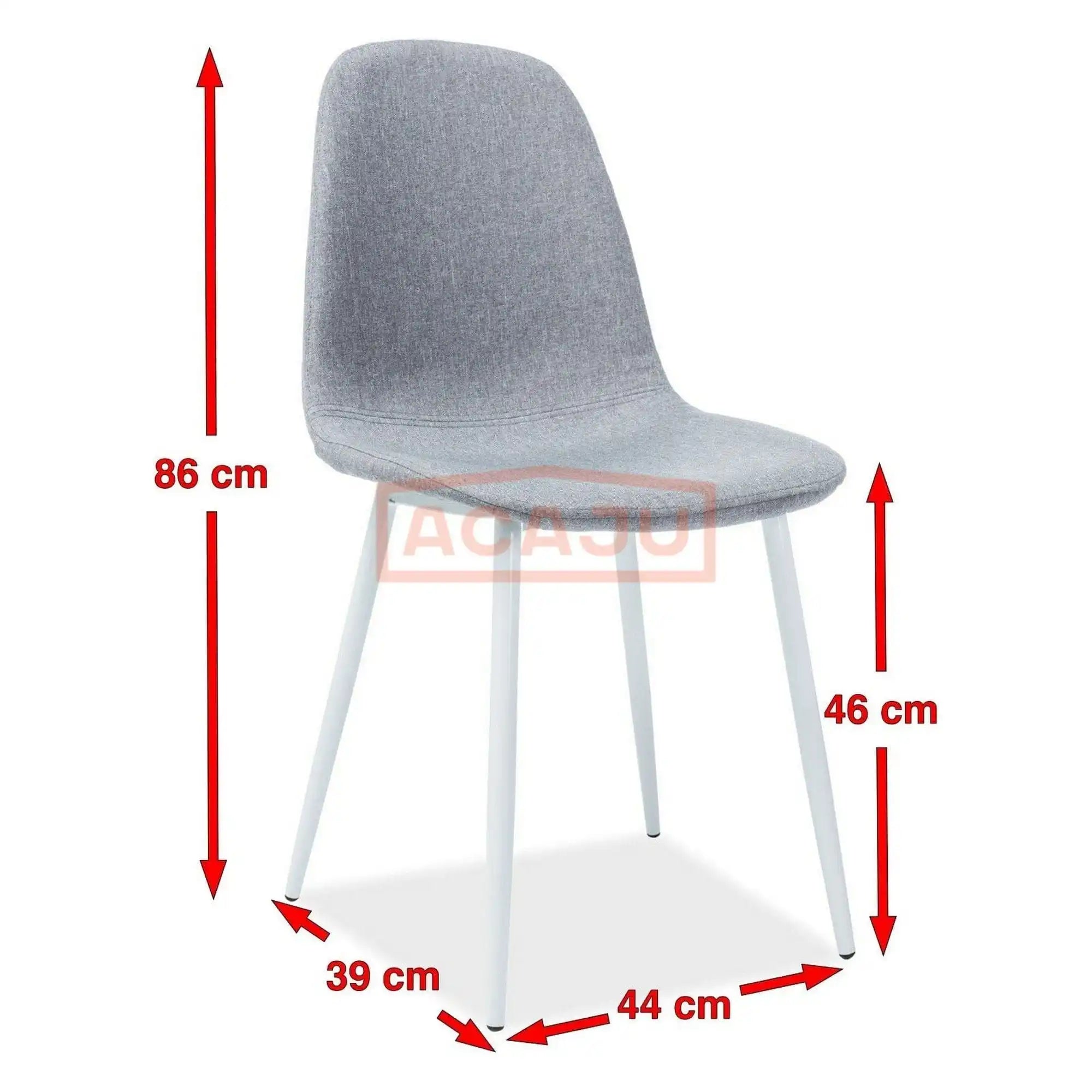 Scaun FOX, gri/alb, stofa/metal, 44x39x86 cm