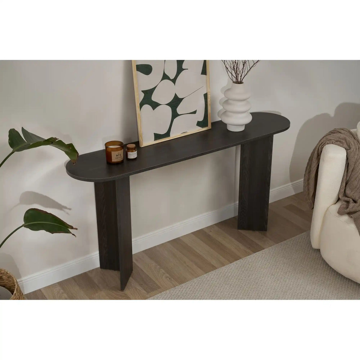 Consola SIRA, negru, PAL, 150x35x75 cm