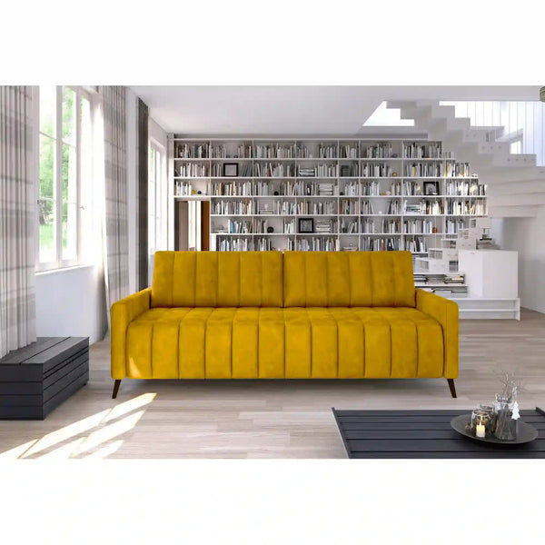 Canapea extensibila MOLLY, stofa catifelata rosu - Riviera 61, Gama Premium, cu lada depozitare, 226x101x91 cm