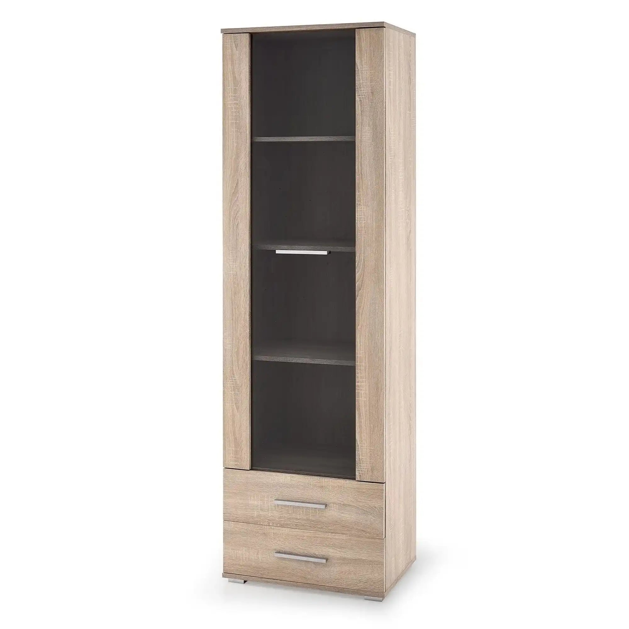 Vitrina LIMA, stejar sonoma, PAL/sticla, 60x40x200 cm