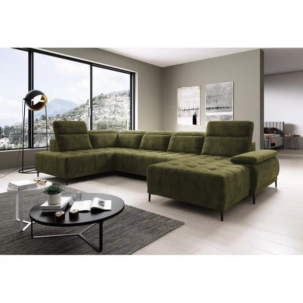 Coltar FOCUS XL, personalizabil materiale gama Oferta Avantaj, cu reglaj electric si tetiere reglabile, 352x204x98 cm