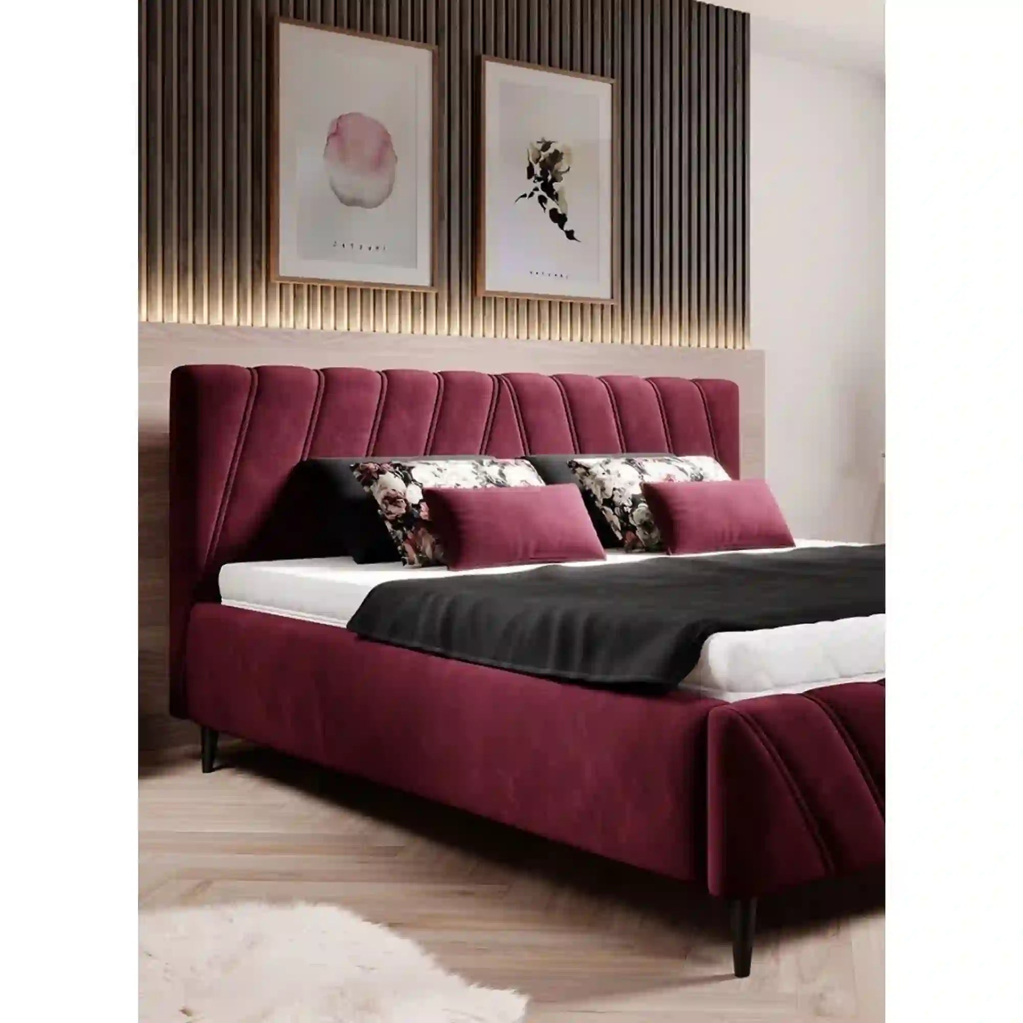 Pat CALYPSO SR 160x200, stofa catifelata gri - Palladium 15, Gama Premium, cu somiera si sistem de reglare a inaltimii