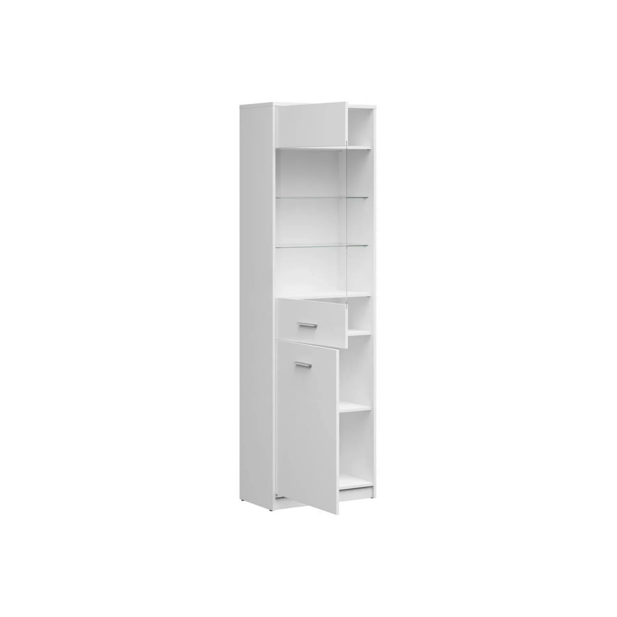Vitrina NEPO PLUS, alb, PAL laminat/sticla, 60x34x197 cm