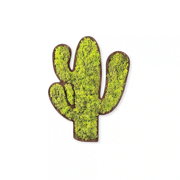 Decoratiune perete CACTUS, verde, muschi natural, 34x2x45 cm