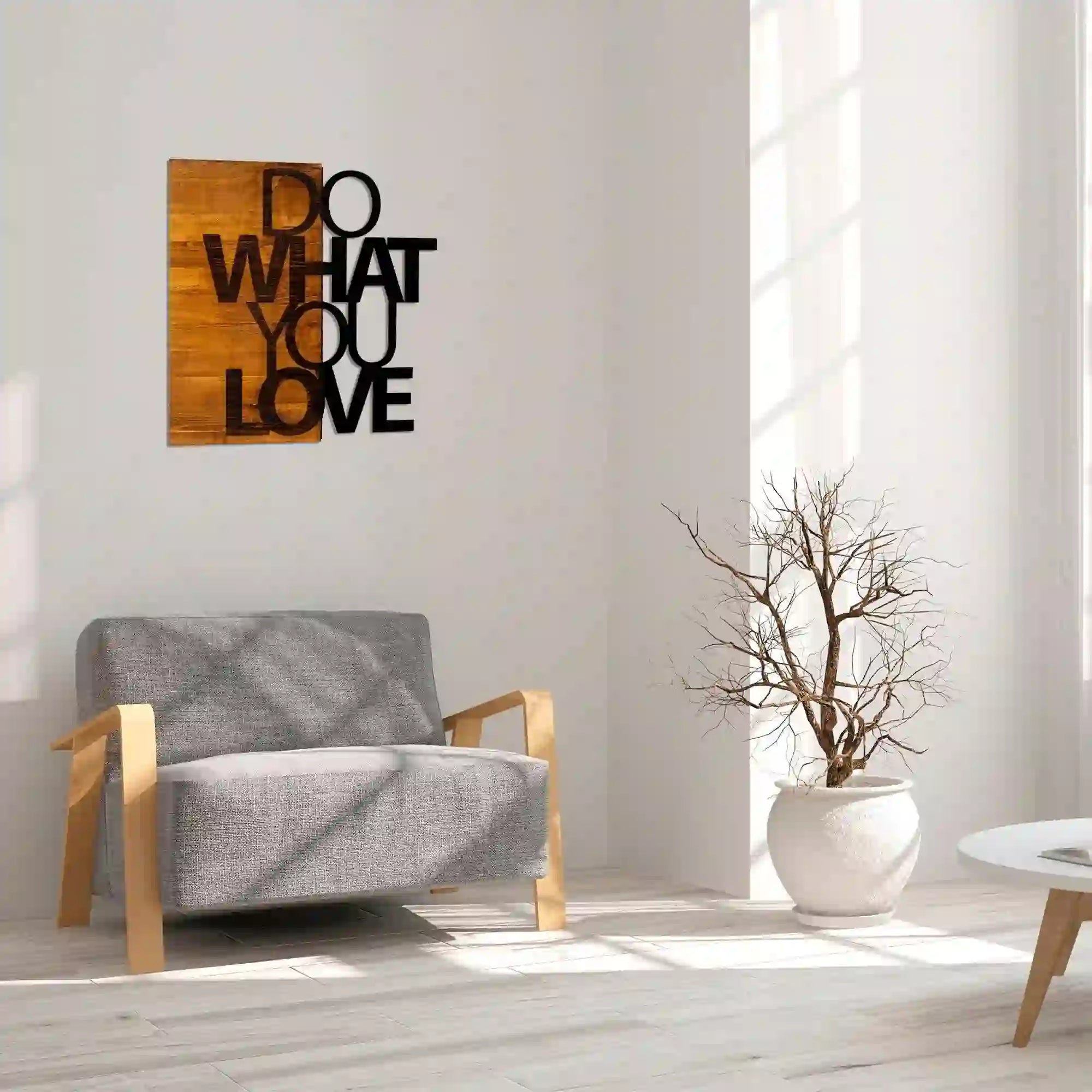 Decoratiune perete 899SKL1290, nuc/negru, lemn/metal, 54x58 cm