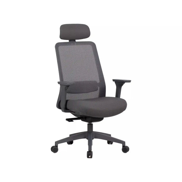 Scaun de birou Q-718 H, gri, stofa clasica/plasa, 62x50x117/127 cm