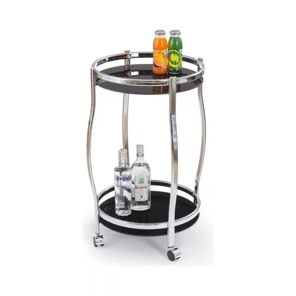 Carucior servire BAR8, negru/crom, sticla/otel, 42x42x71 cm
