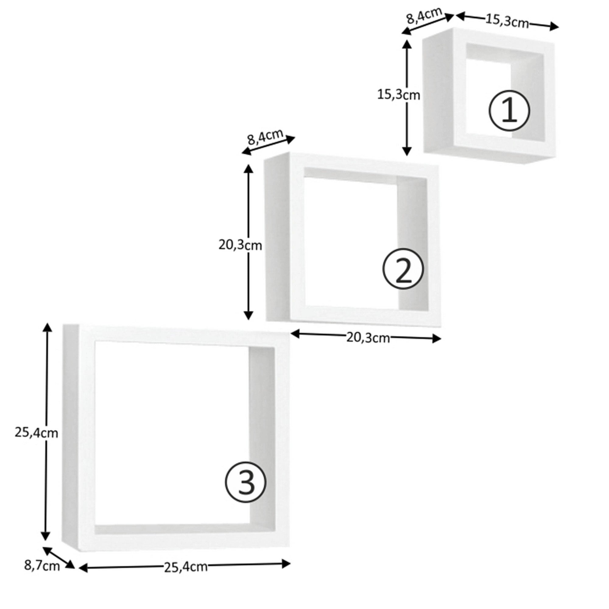 Set 3 rafturi KVADRO NEW DR-WS-6103, alb