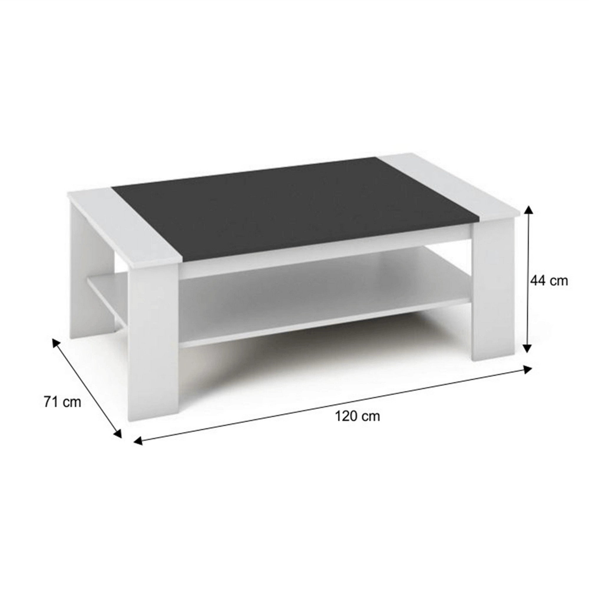 Masuta de cafea BAKER, alb/negru, PAL melaminat/canturi/ABS, 120x71x44 cm