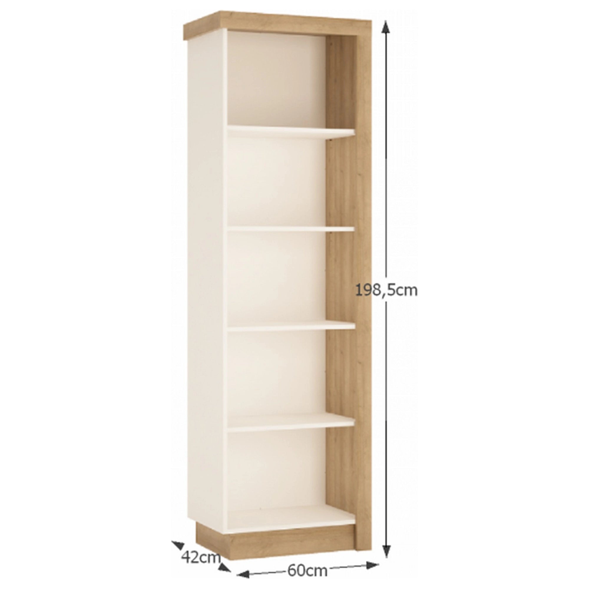 Biblioteca LEONARDO LYOR01, stejar riviera/alb, PAL melaminat, 60x42x199 cm
