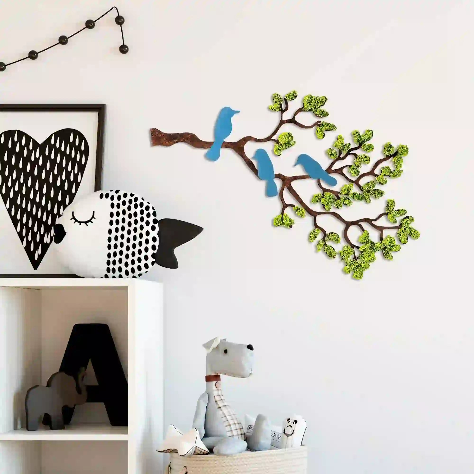 Decoratiune perete TREE 3, maro/verde, 79x1x60 cm
