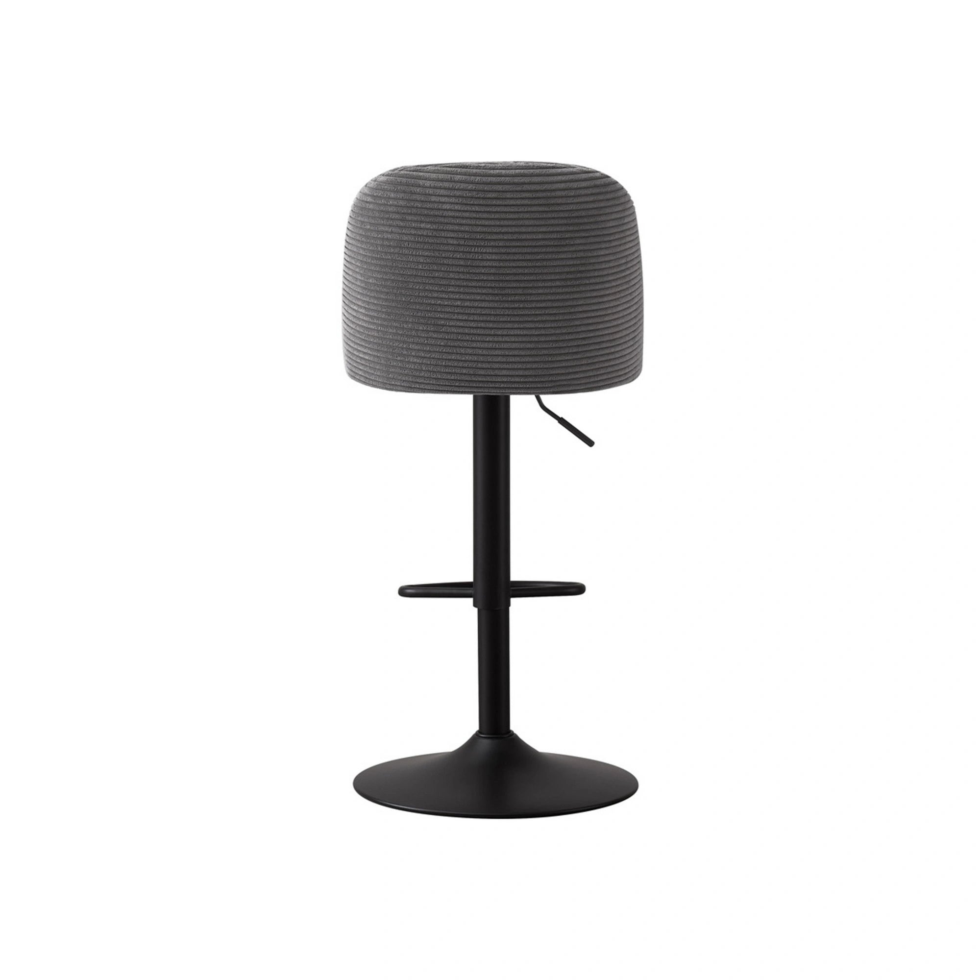 Scaun bar JAMES, gri inchis/negru, stofa/metal, 46x50x90/112 cm