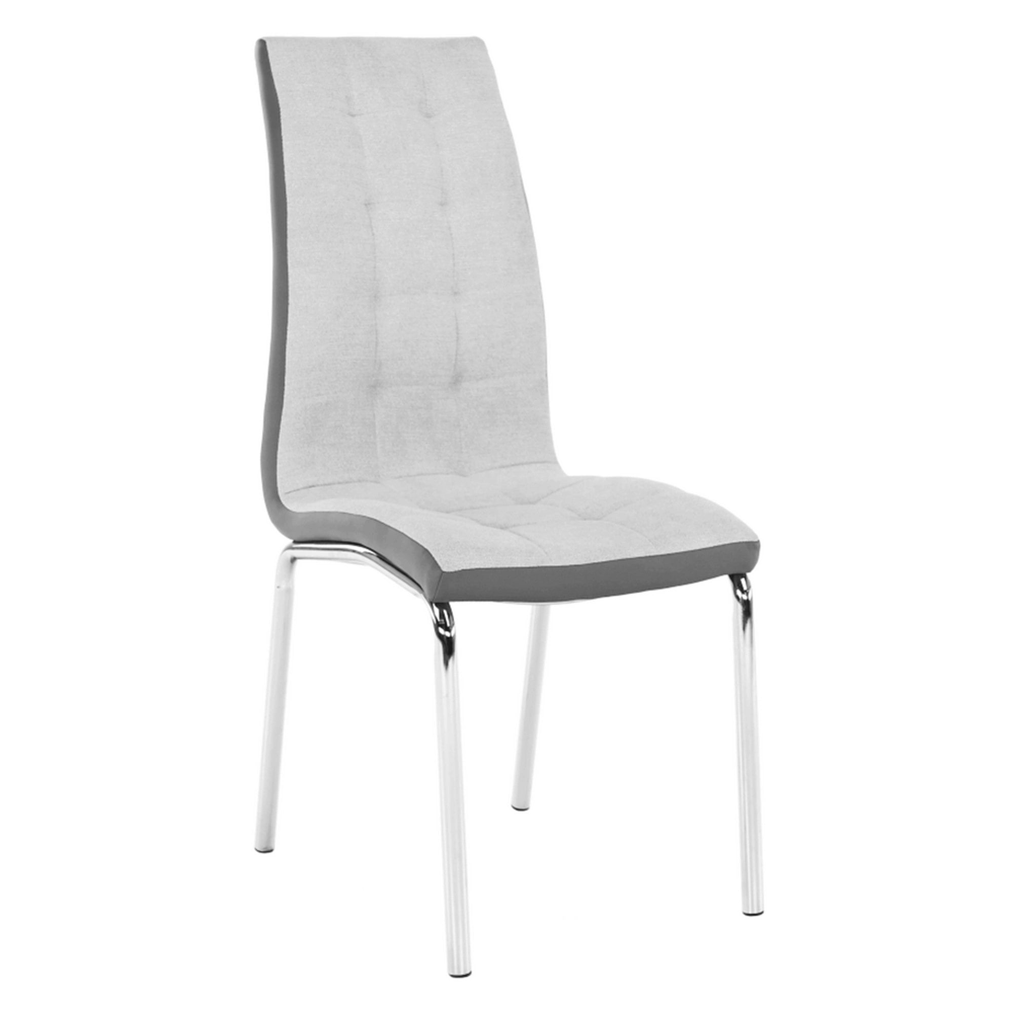 Scaun bucatarie GERDA NEW, gri/crom, textil, piele ecologica/metal, 42x58x103 cm