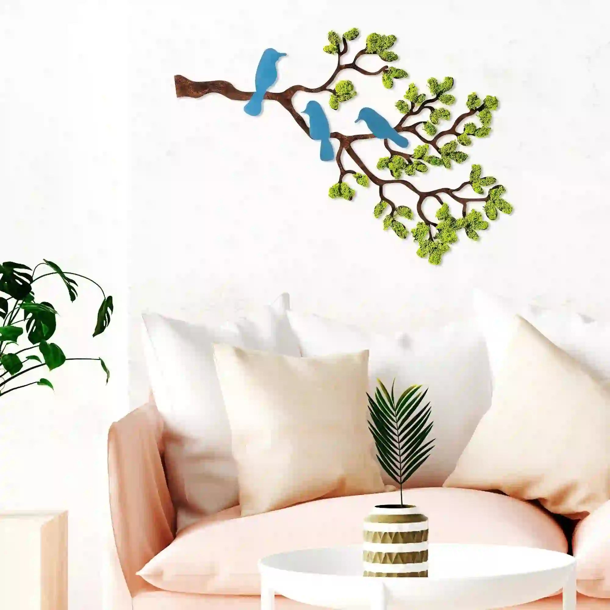 Decoratiune perete TREE 3, maro/verde, 79x1x60 cm