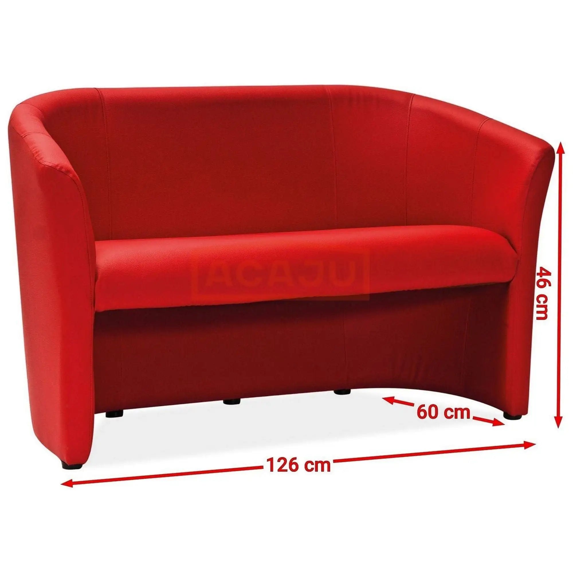 Canapea TM-2, rosu, piele ecologica, 126x60x76 cm