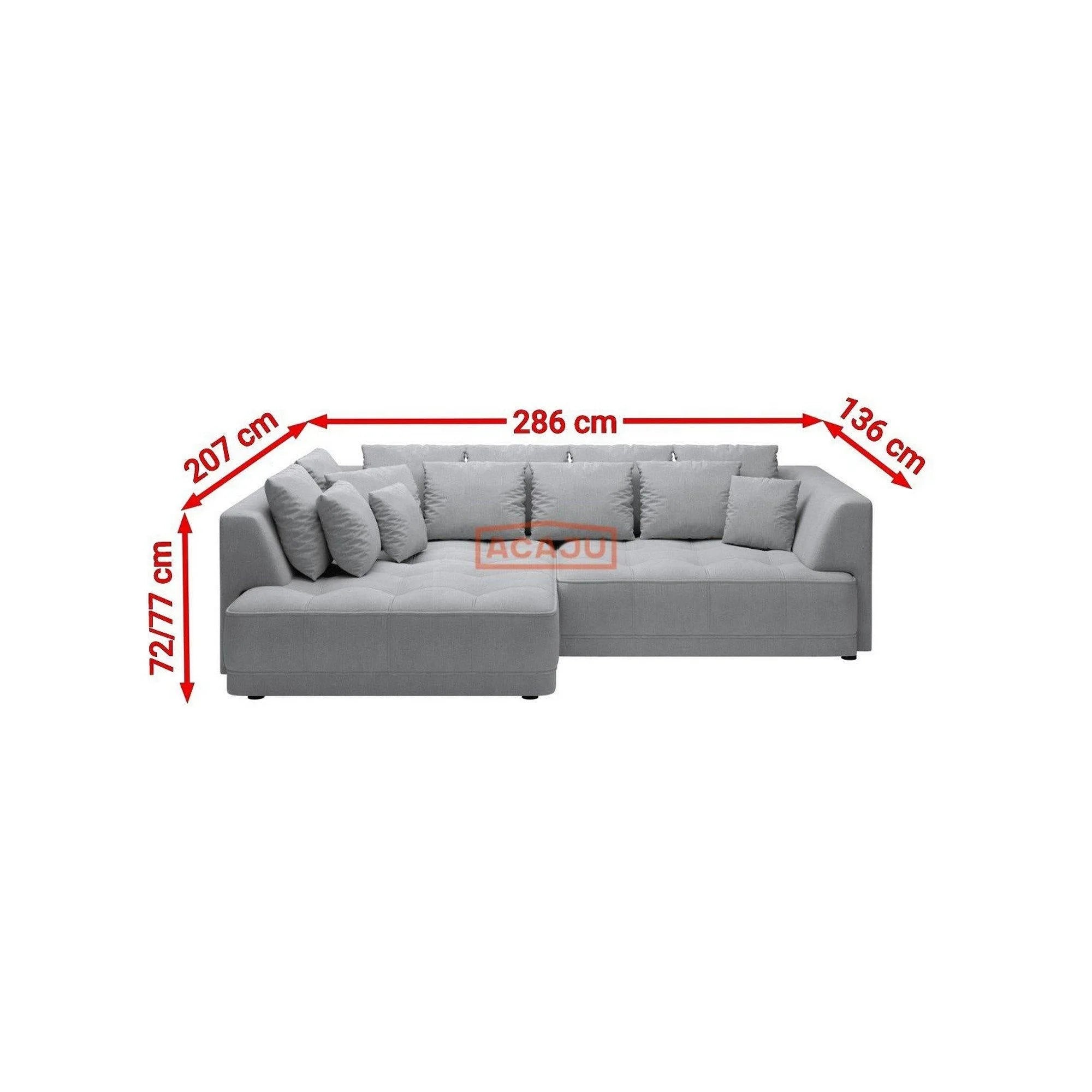 Coltar TIGA, sezlong dreapta, stofa catifelata maro - Terra 26, Gama Premium, cu reglaj electric, 286x207x77 cm