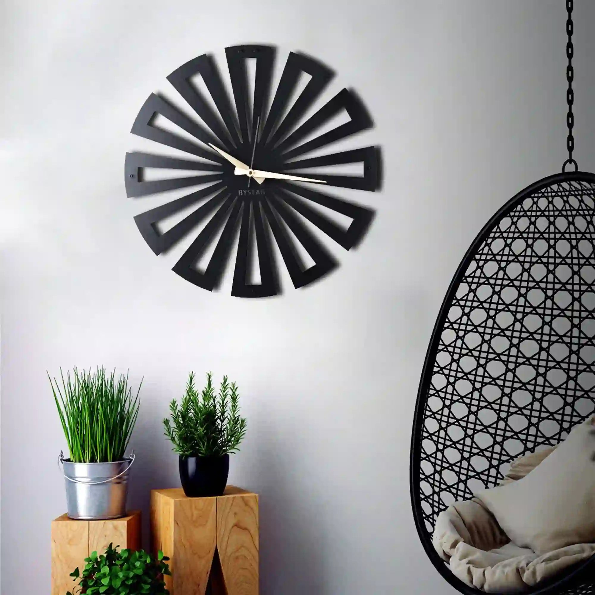 Ceas de perete Symmetry, metal, negru, 50x50 cm