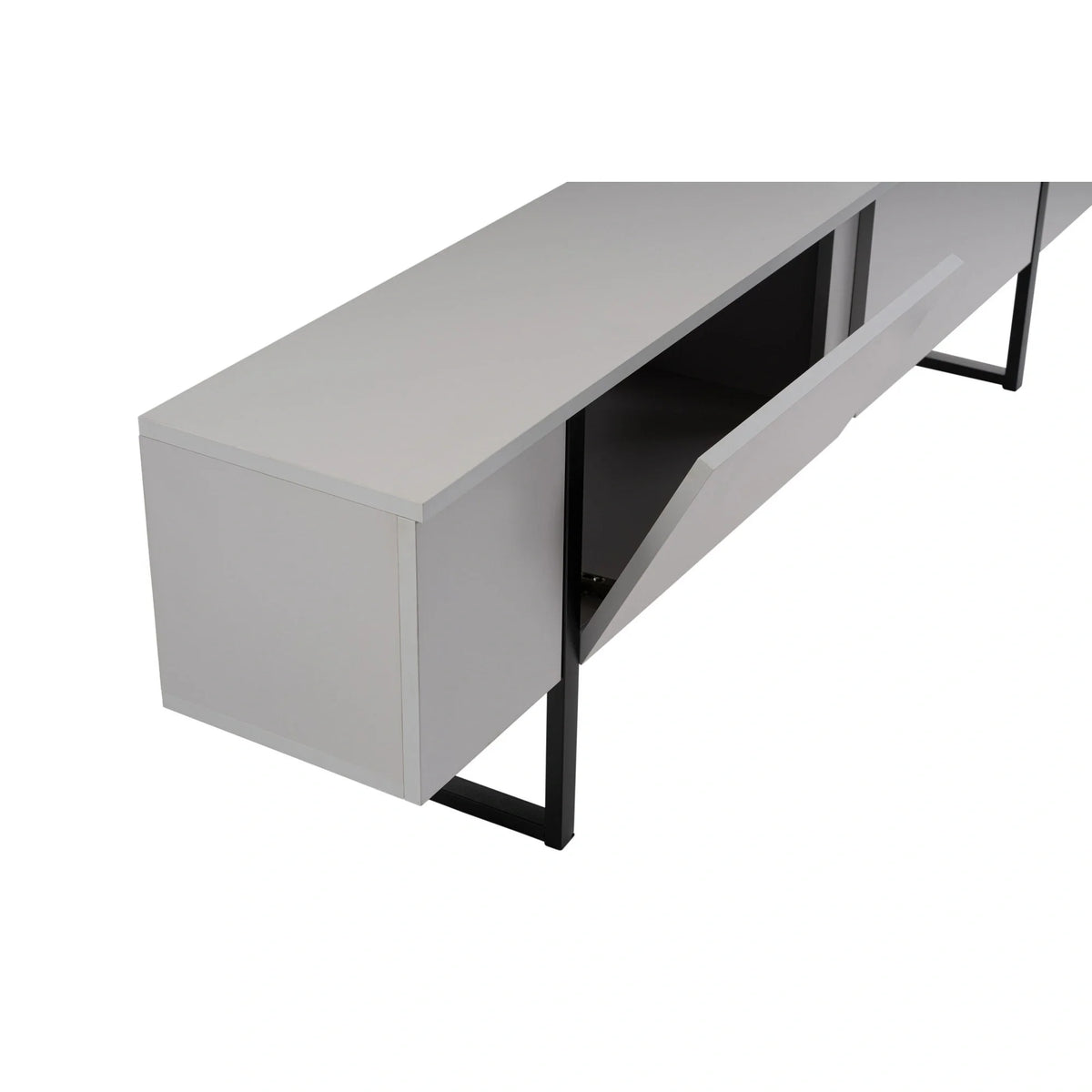 Comoda TV SERENITY, gri/negru, PAL/metal, 180x30x50 cm