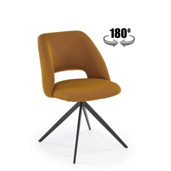 Scaun rotativ K546, galben/negru, panza/metal, 52x60x79 cm