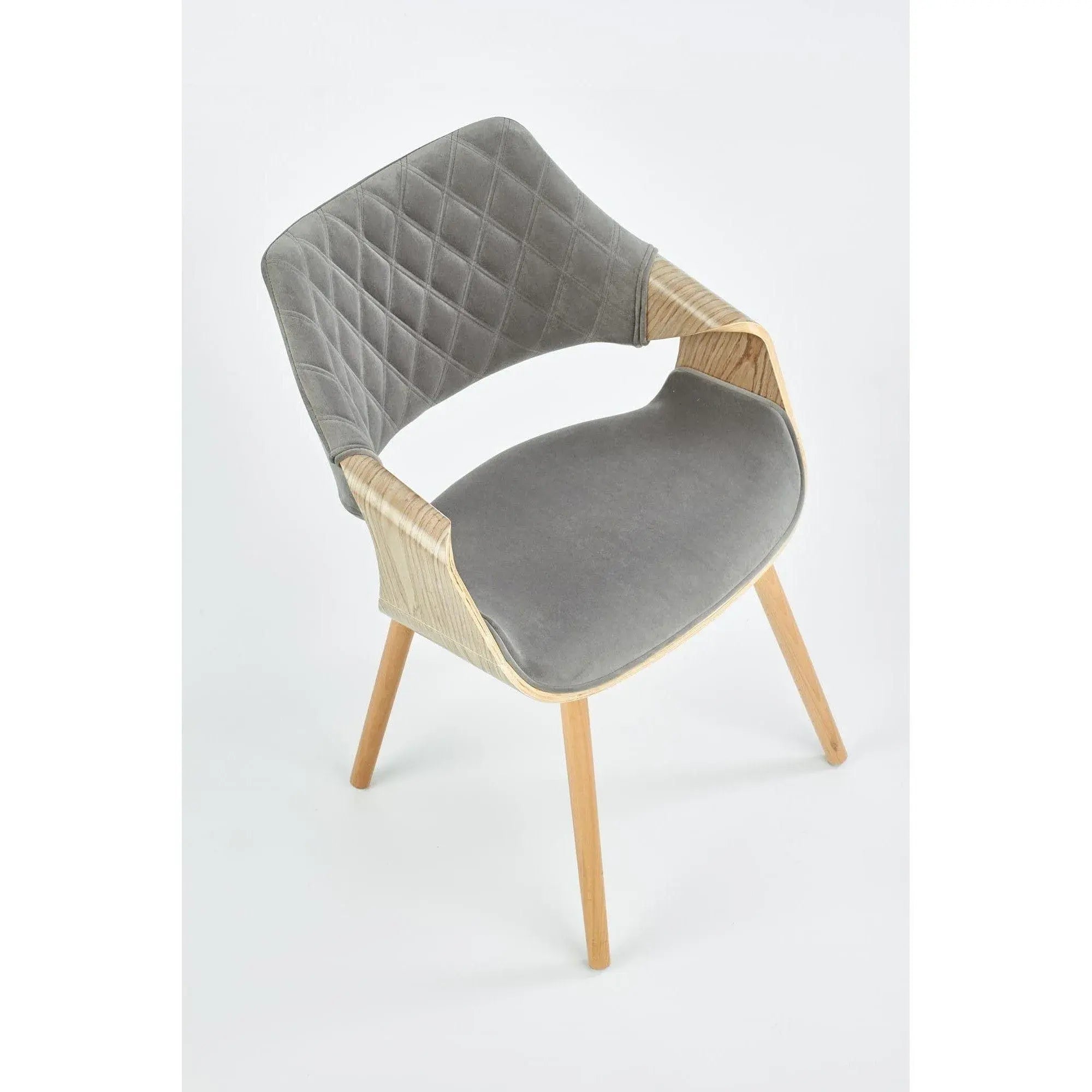 Scaun tapitat K396, stejar/gri, stofa catifelata/placaj, 56x55x77 cm