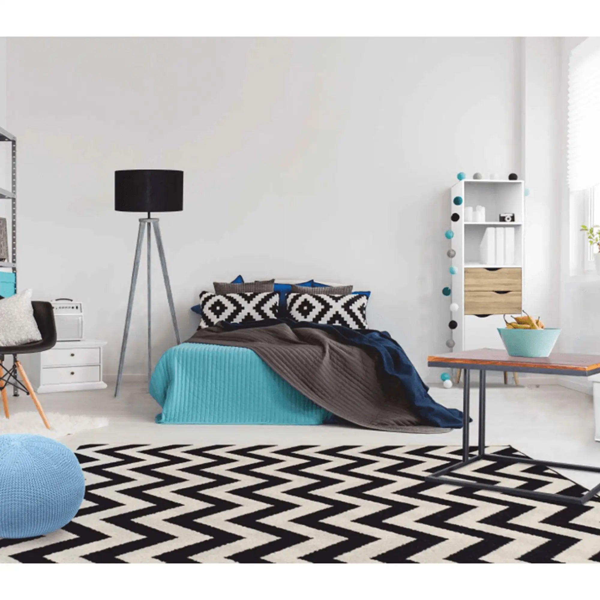 Covor ADISA, 200x285 cm, forma dreptunghiulara, polipropilena, negru/gri inchis