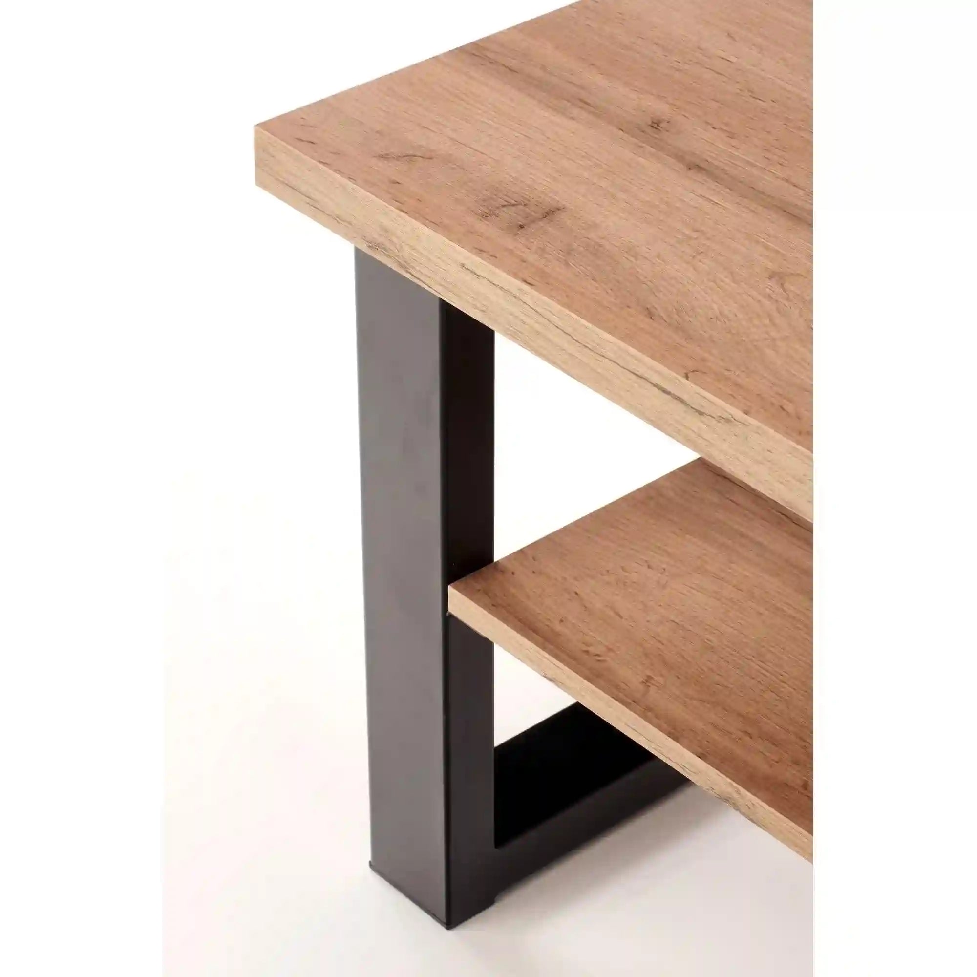Masuta VENOM U, stejar/negru, furnir/metal, 120x60x50 cm