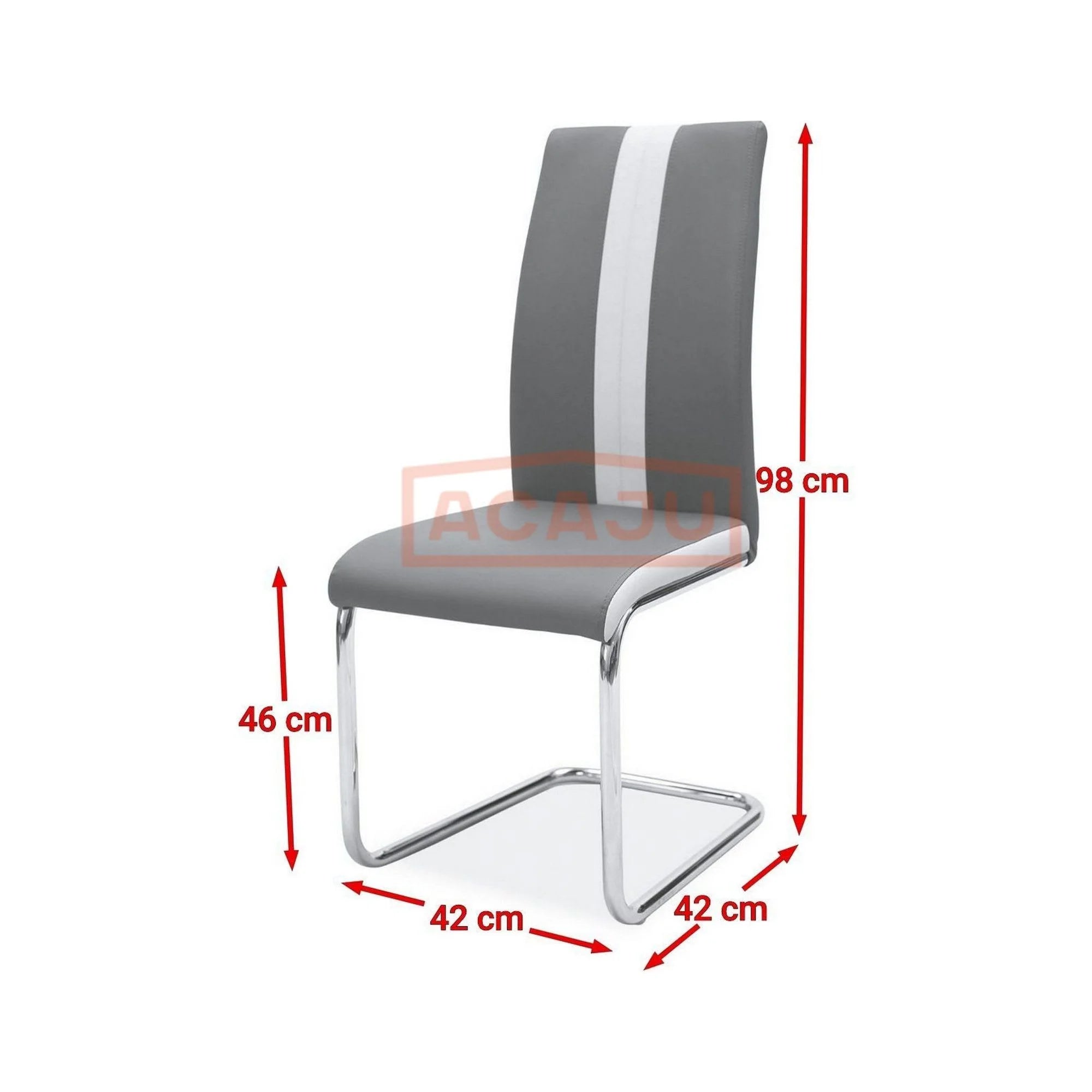Scaun tapitat H200, gri/crom, piele ecologica/metal, 42X42X98 cm