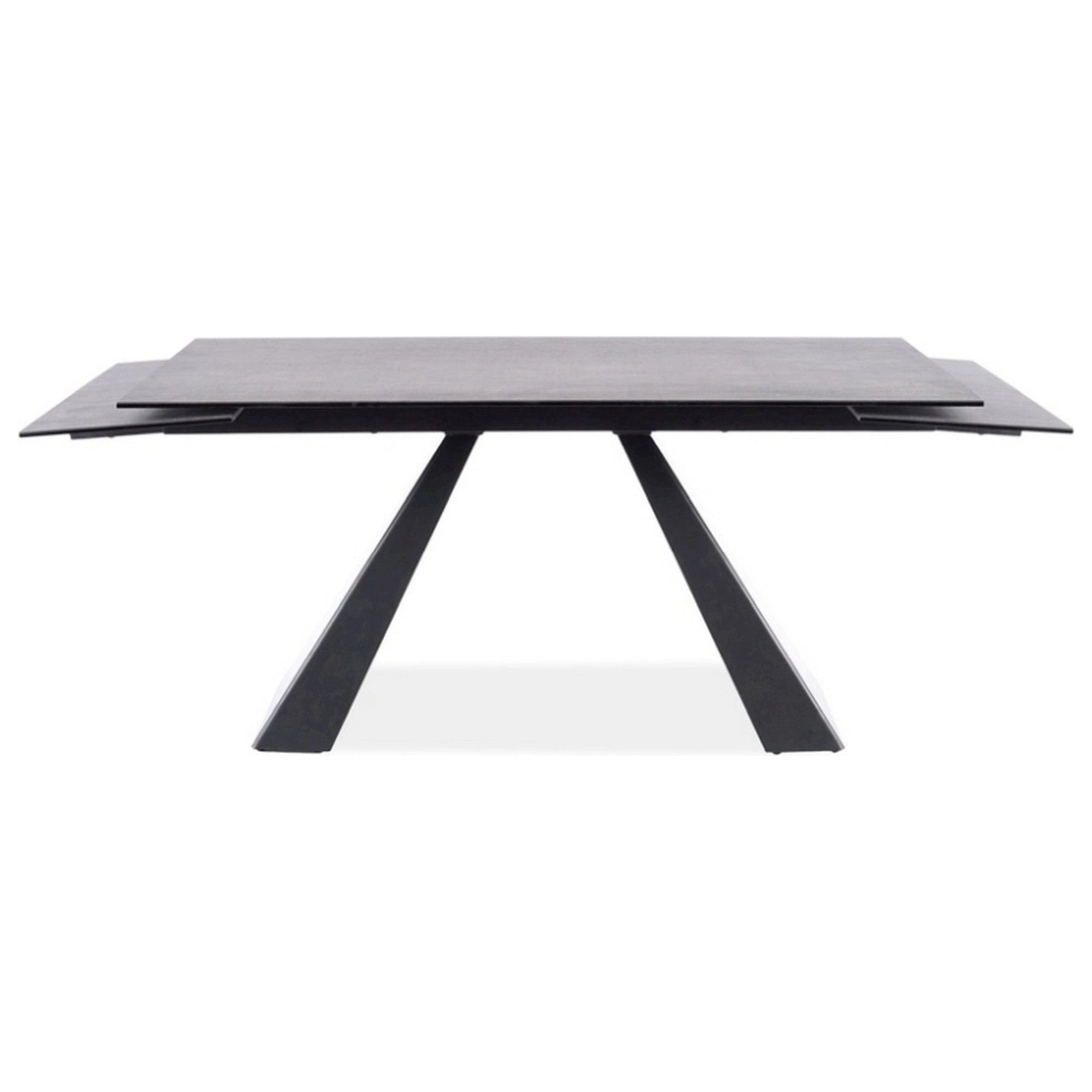 Masa extensibila SALVADORE CERAMIC, gri/negru mat, sticla securizata/ceramica, 180-260x90x76 cm