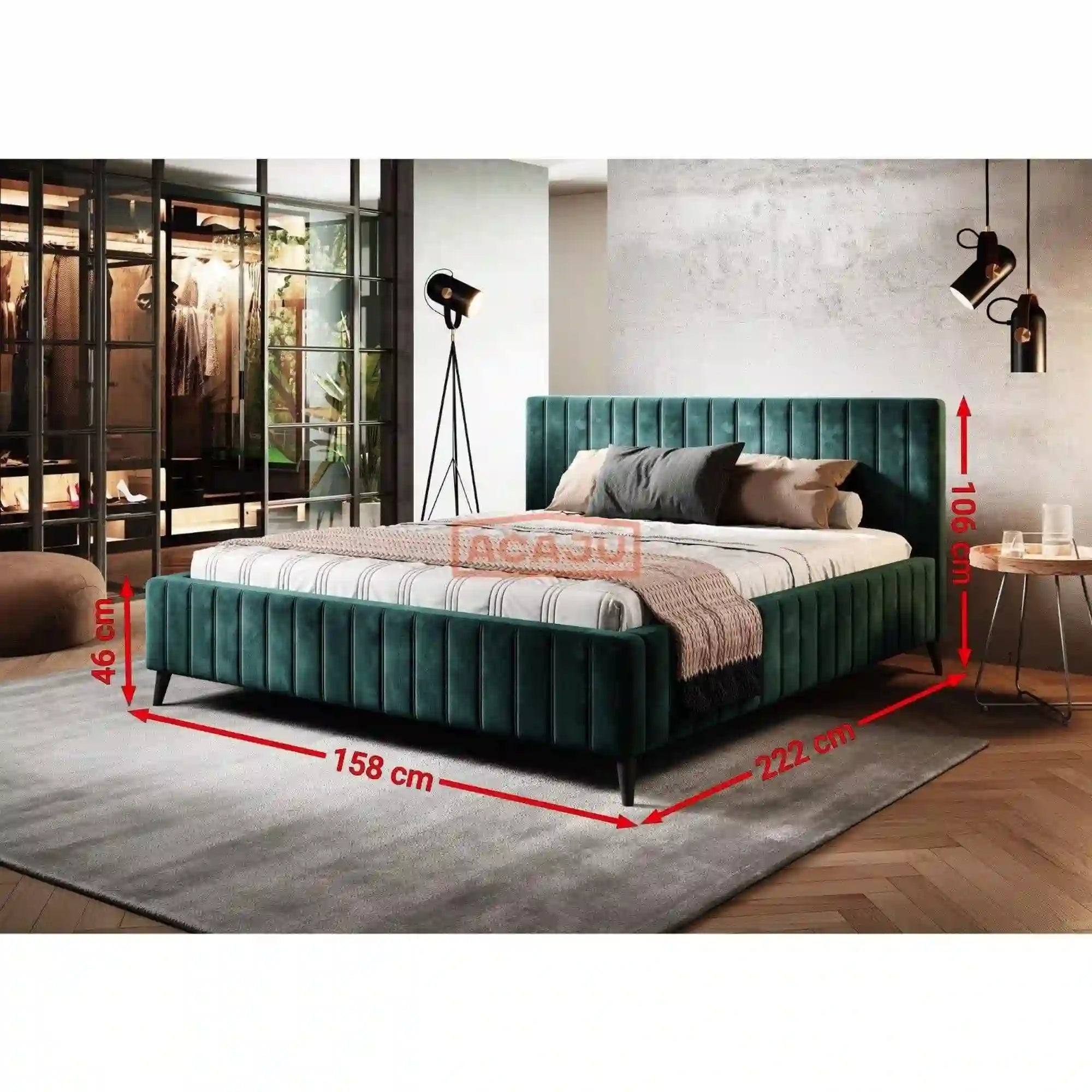 Pat MAGGIE SR 140x200, personalizabil materiale gama Premium, cu suport saltea si sistem de reglare