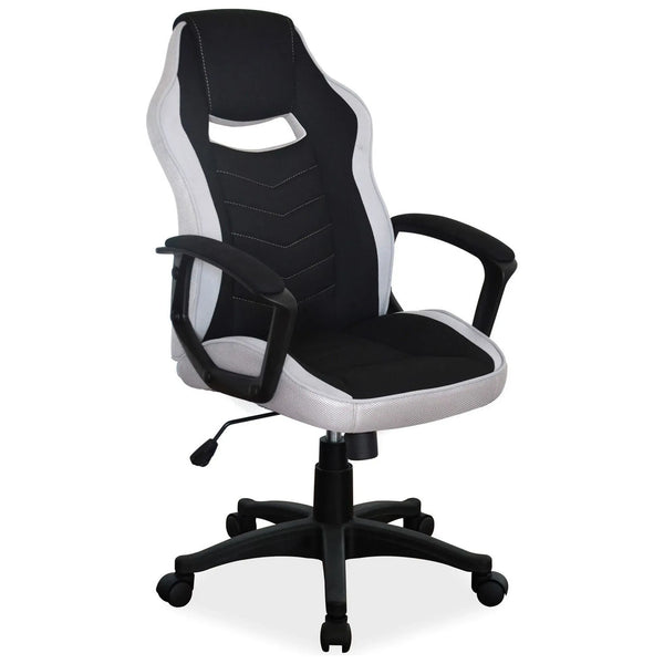 Scaun gaming CAMARO, negru/gri deschis, material textil, 59x49x106/116 cm