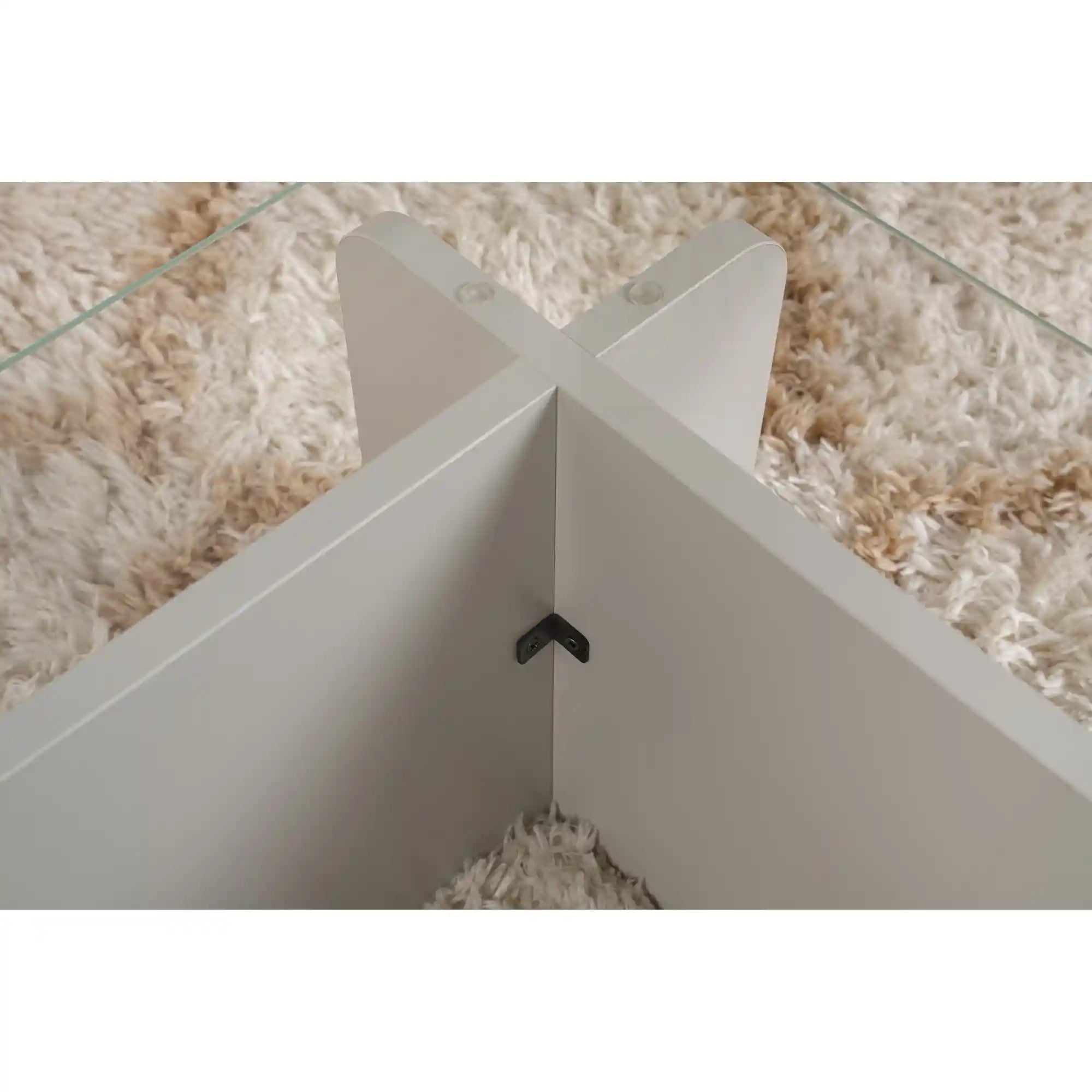 Masuta cafea FLAVIO, gri/transparent, PAL/sticla, 105x65x30 cm