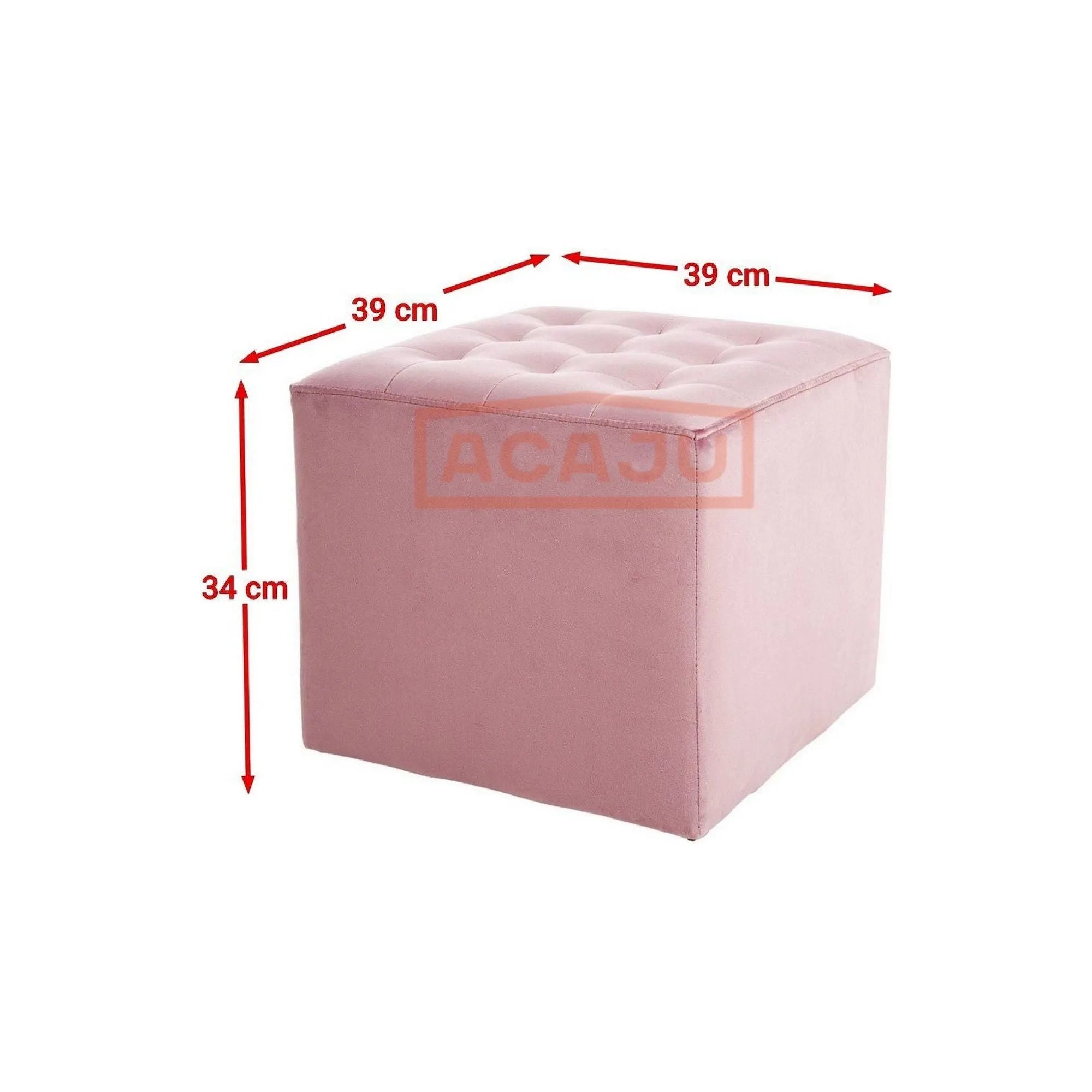 Taburet LORI, stofa catifelata roz antic - Bluvel 52, 39x39x34 cm