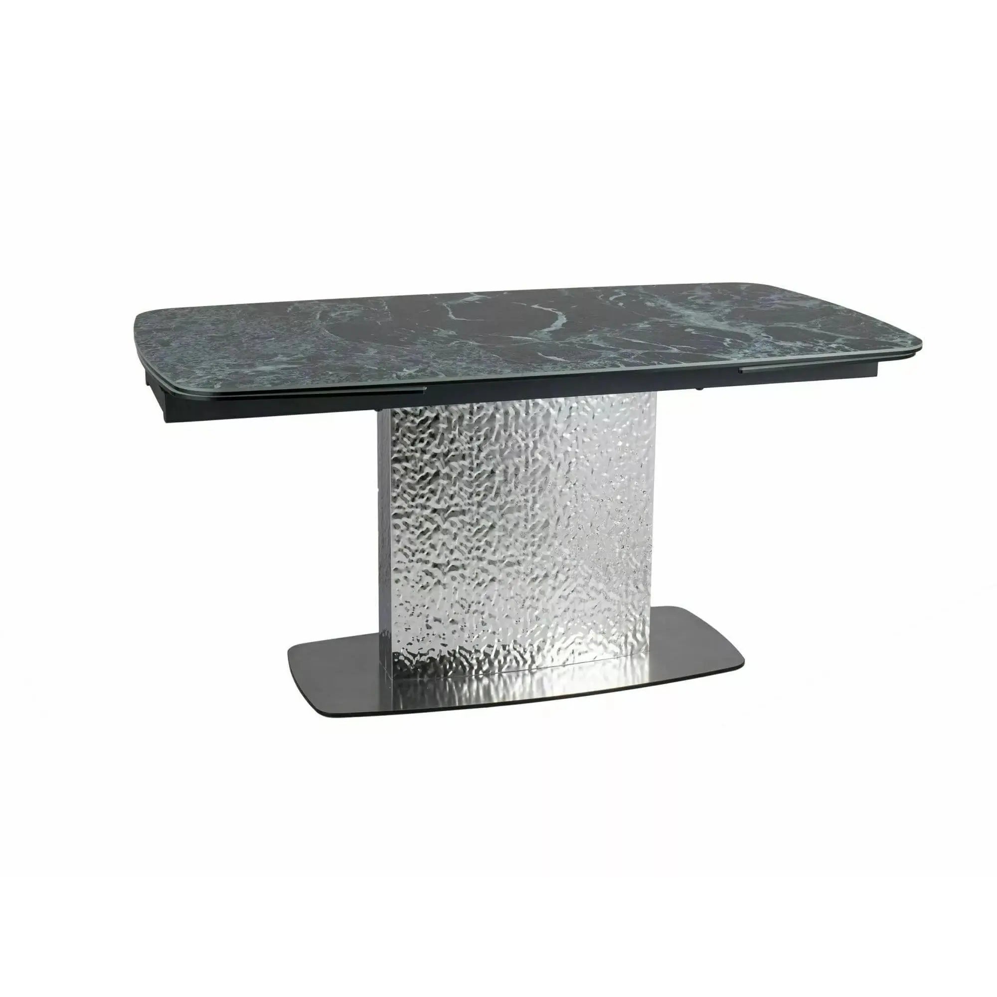 Masa extensibila MONCLER, verde/crom, sticla/ceramica/metal, 160/240x90x76 cm
