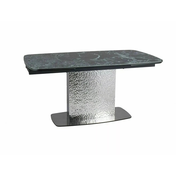 Masa extensibila MONCLER, verde/crom, sticla/ceramica/metal, 160/240x90x76 cm