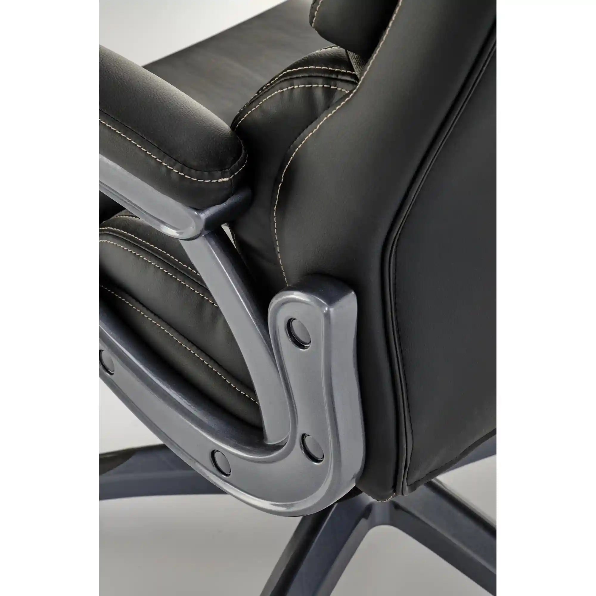 Scaun birou STEVEN, negru/gri, piele ecologica/panza, 65x70x111/119 cm