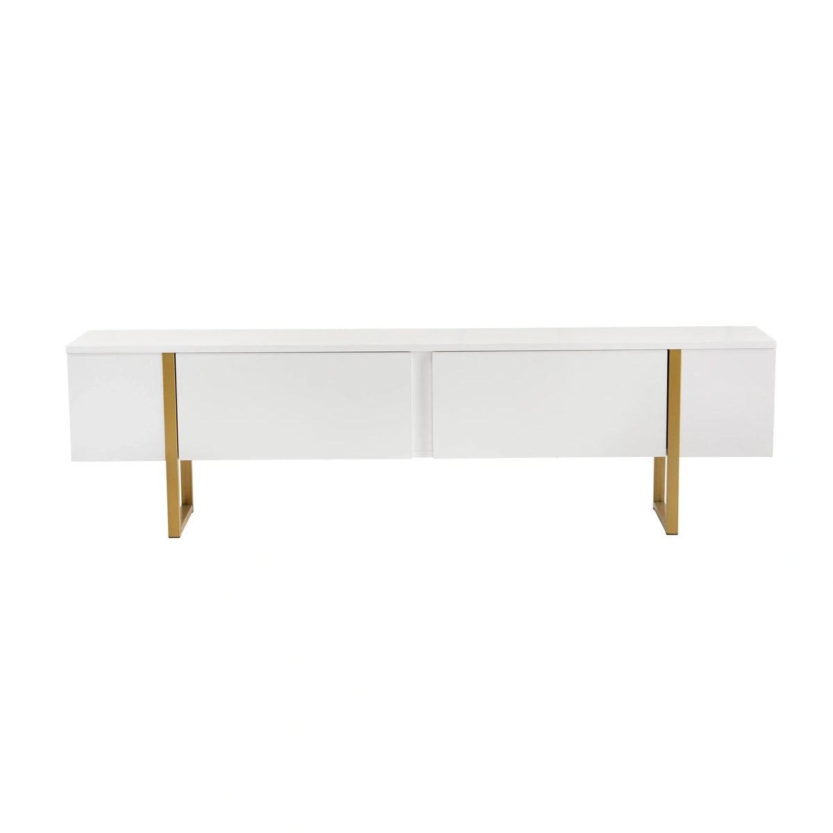 Comoda TV SERENITY, alb/auriu, PAL/metal, 180x30x50 cm