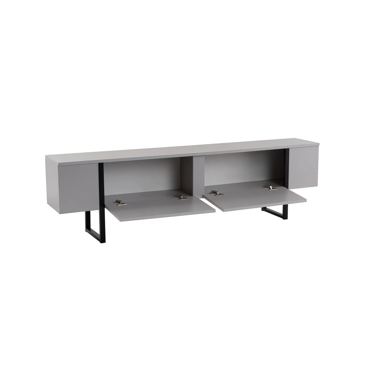 Comoda TV SERENITY, gri/negru, PAL/metal, 180x30x50 cm