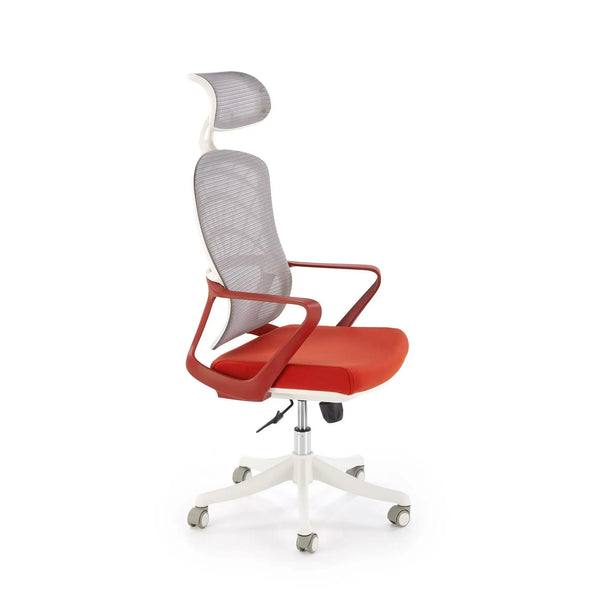 Scaun birou VESUVIO 2, caramiziu/alb, stofa/panza/polipropilena, 59x59x115/121 cm