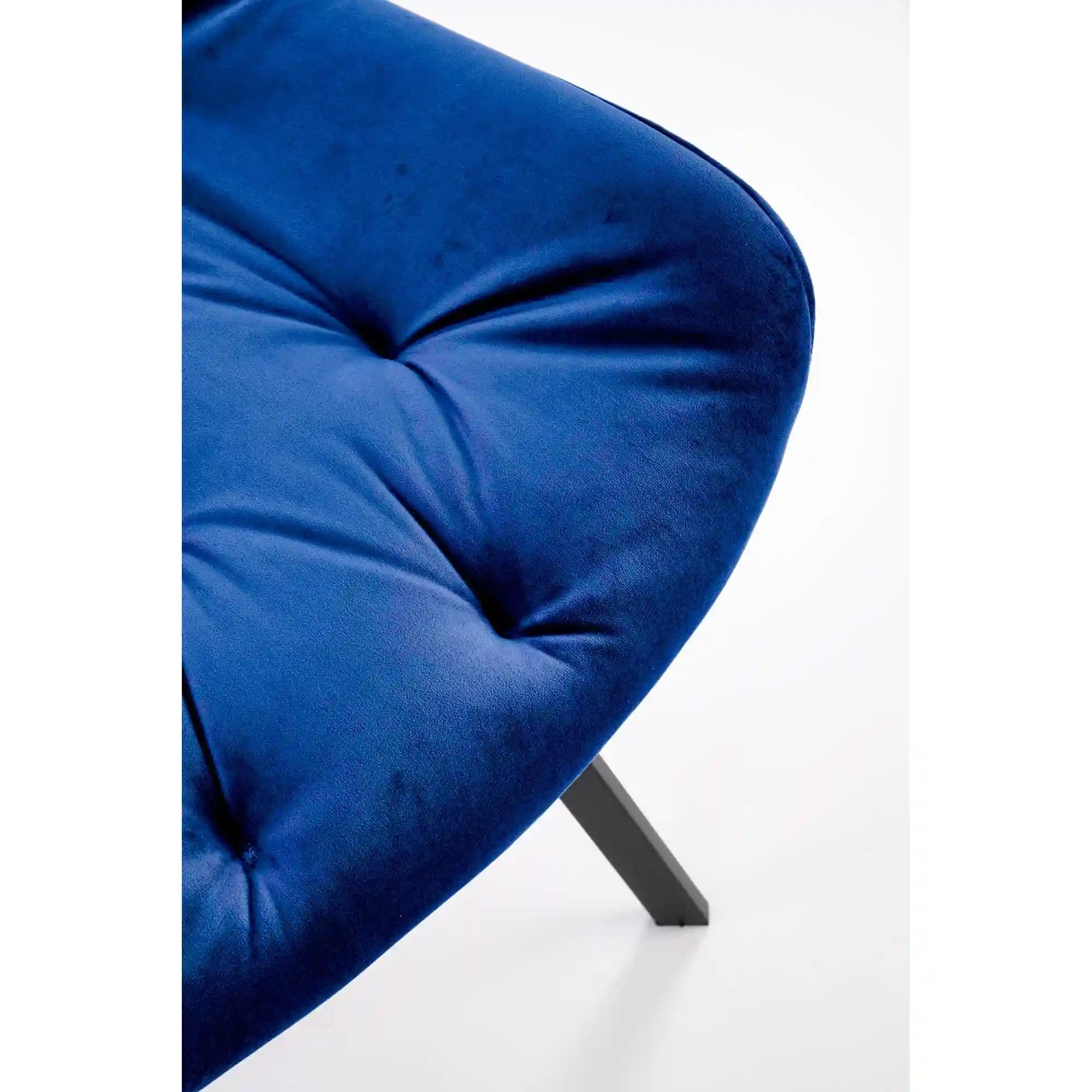 Scaun rotativ K519, albastru/negru, stofa catifelata/metal, 54x63x86 cm