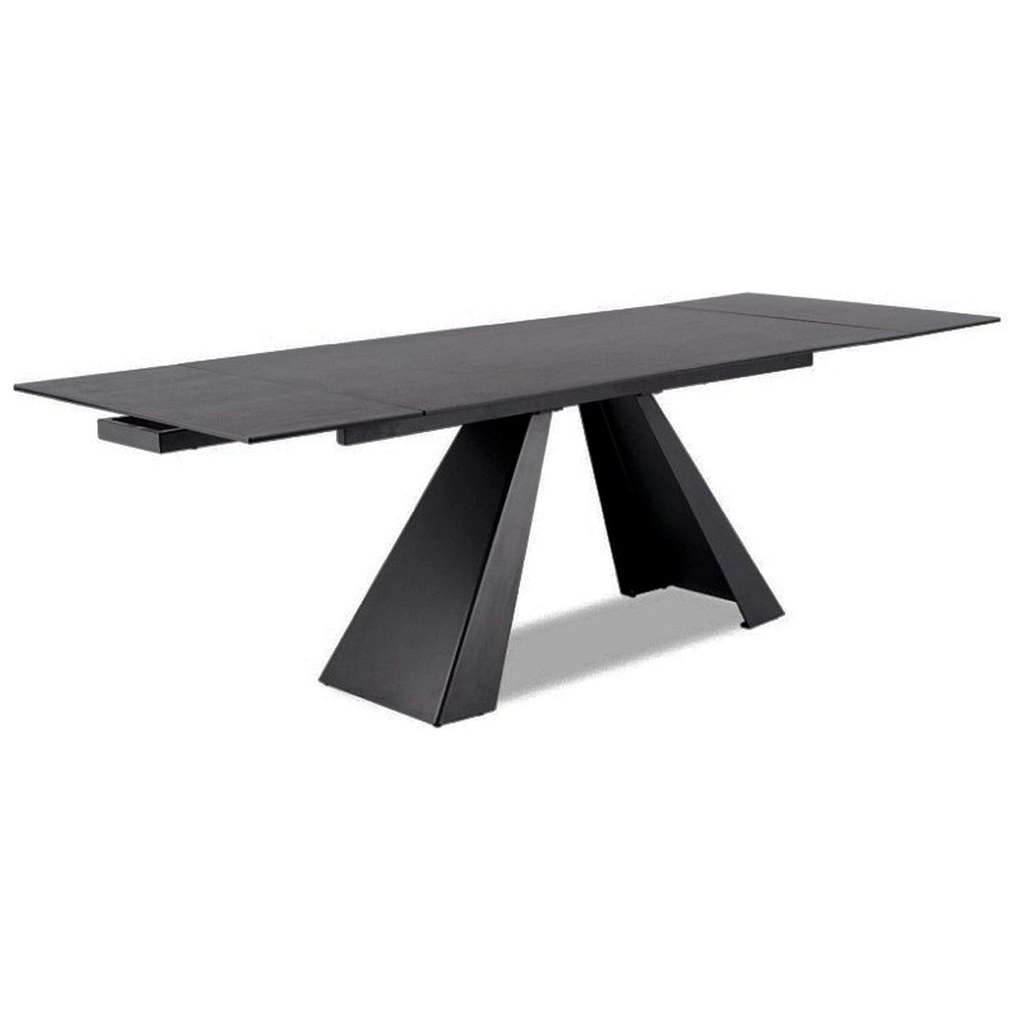 Masa extensibila SALVADORE CERAMIC, gri/negru mat, sticla securizata/ceramica, 180-260x90x76 cm