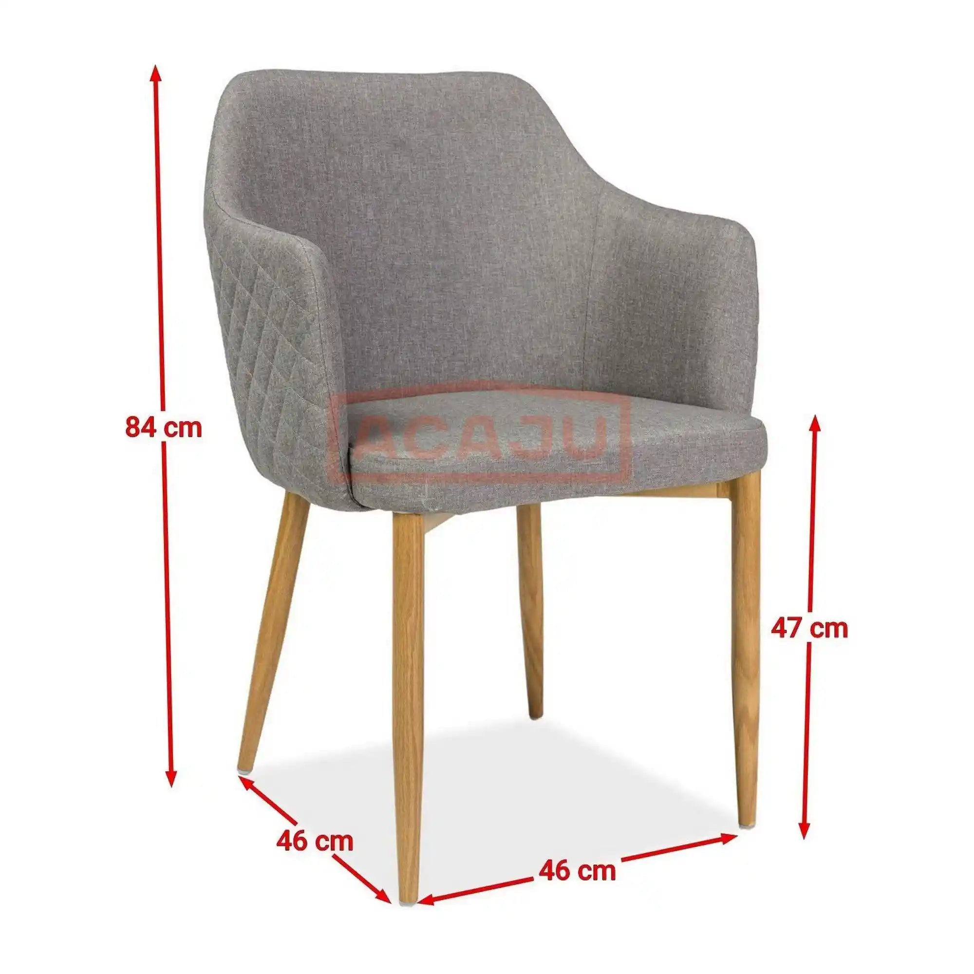 Scaun ASTOR, gri/stejar, stofa/metal, 46x46x84 cm