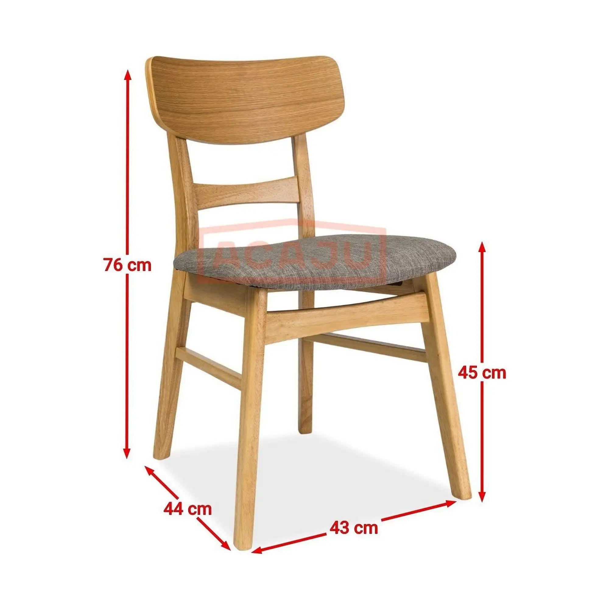 Scaune CD61, gri/stejar, stofa clasica/lemn, 43x44x76 cm